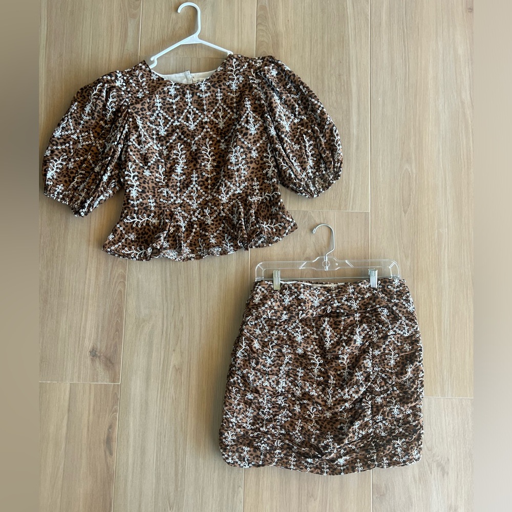 Free The Roses Two Piece Skirt and Blouse Set